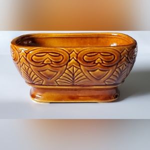 Vntg Gorgeous Brown Tribal Glazed Ceramic 7" Pot USA 🇺🇸